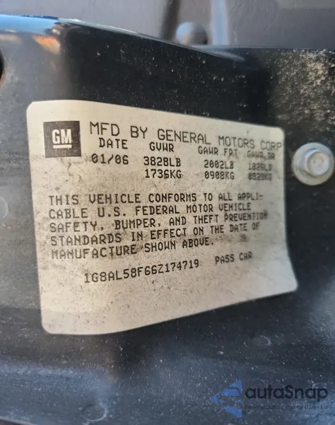 2006 Saturn Ion Level 3 from USA, damaged, VIN 1G8AL58F66Z174719